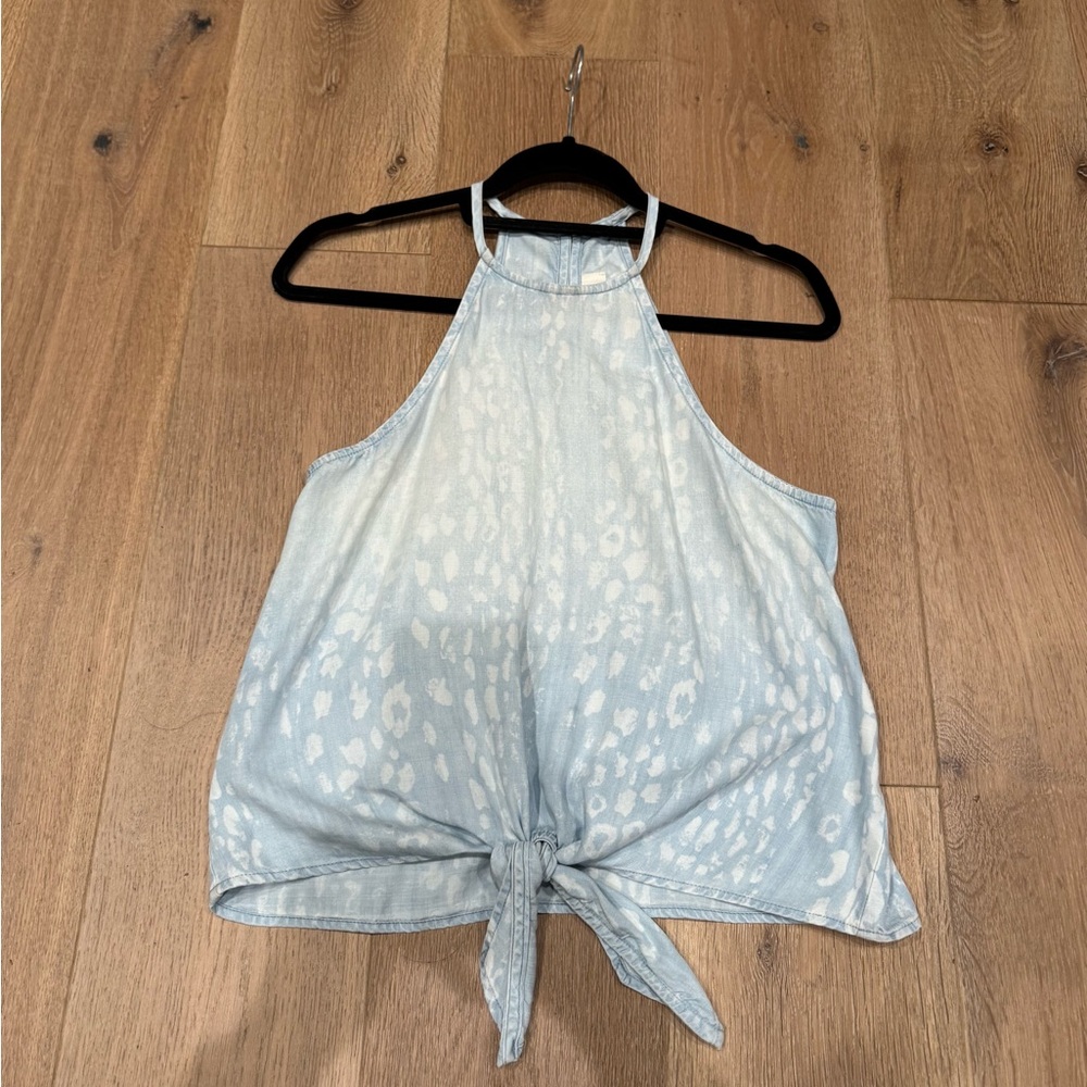 Cloth & Stone Light Blue Tie-Front Halter Blouse